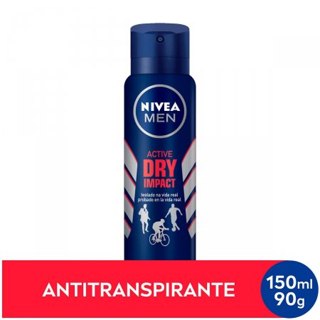 Desodorante Antitranspirante Aerosol Nivea Men Active Dry Impact Masculino com 150ml