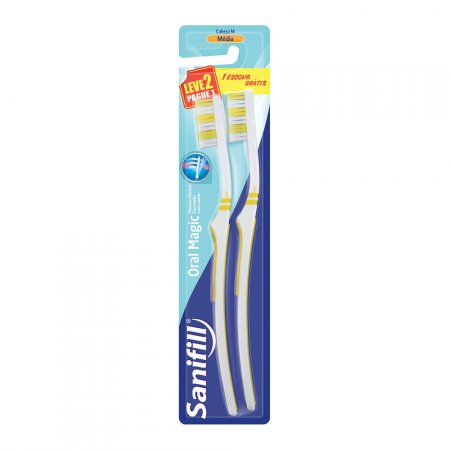 Escova Dental Sanifill Oral Magic Média Leve 2 Pague 1