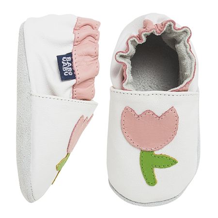 Tênis Tulipa para bebê em couro Eco Branco/Rosa - Babo Uabu BABO96 SAPATO TULIPA BRANCO/ROSA-12-18 meses