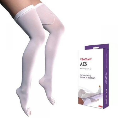 Meia 7/8 ANTI Trombose Venosan AES AGH 18MMHG PE Aberto - Branco - M
