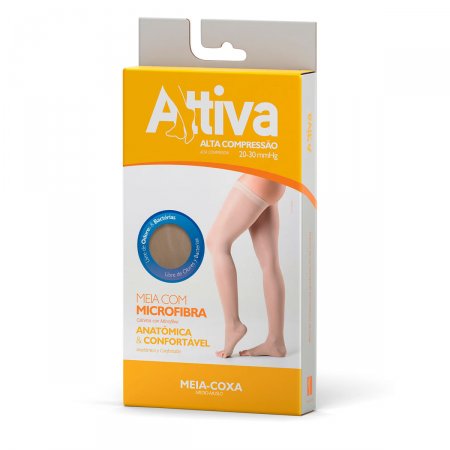 Meia Coxa Alta Compressão 20-30 com Ponteira Natural GG Attiva