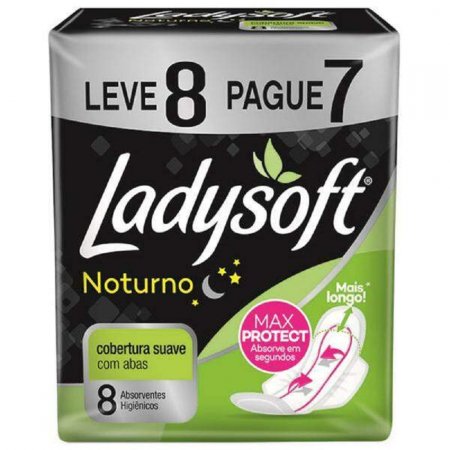Absorvente Ladysoft Noturno Suave C/ Abas 8 Unidades