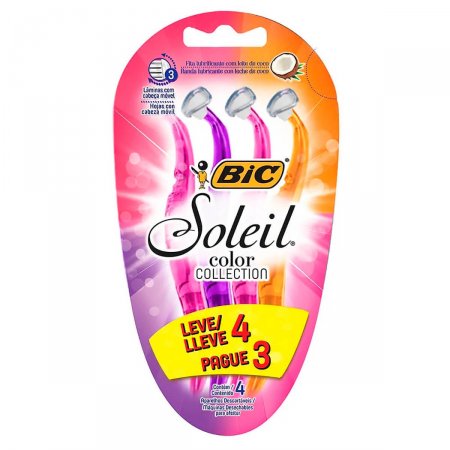 Depilador Descartável Bic Soleil Color Collection com 4 unidades