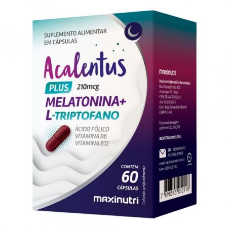 Acalentus Plus 210mcg Melatonina + Triptofano 60 cáps - MaxiNutri