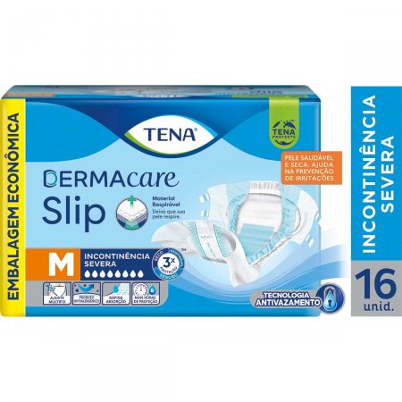 Fralda Adulta Tena Slip Dermacare M com 16 Unidades