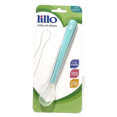 Colher de Silicone Com Cabo Longo Azul Lillo