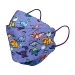 Máscara Infantil KN95 3D Dinossauro Roxo Embalagem com 1 Unidade