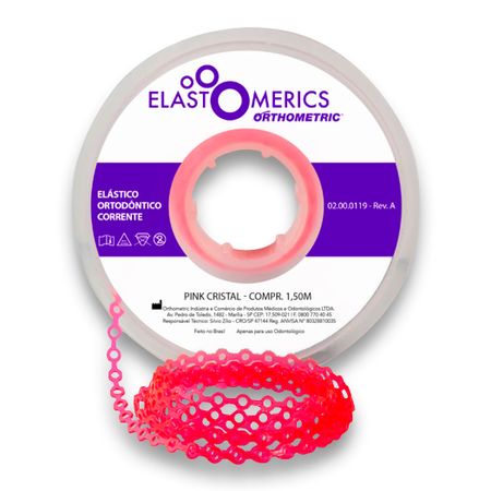 Elastômeros Corrente 1,5m Pink Cristal - Orthometric Elastômeros Corrente 1,5m Médio Pink Cristal - Orthometric