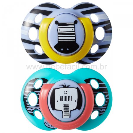Chupeta Fun Style Zebra e Elefante 2pçs (18-36m) - Tommee Tippee