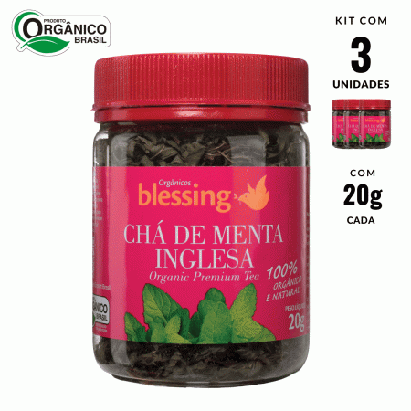 Chá de Menta Inglesa Orgânica Premium Blessing 3 und 20g cad
