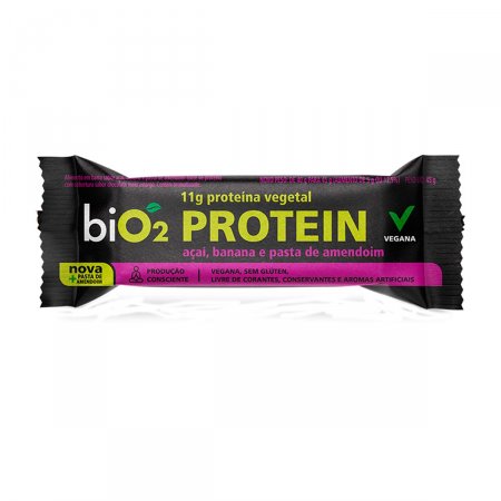 Barra de Proteína Vegana Bio2 Sabor Açaí, Banana e Pasta de Amendoim com 45g