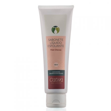 Sabonete Líquido Facial Esfoliante Natural para Pele Oleosa 80ml   Cativa Natureza