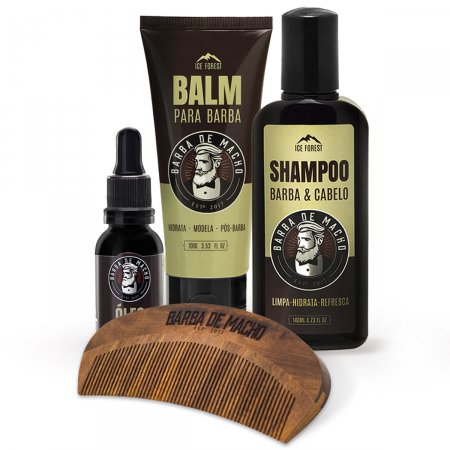 Kit Para Barba Óleo + Shampoo + Balm + Pente