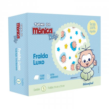 FRALDA DE PANO TURMA DA MÔNICA LUXO MASCULINO