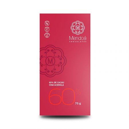 Chocolate 60% de Cacau com Acerola 75g - Mendoá