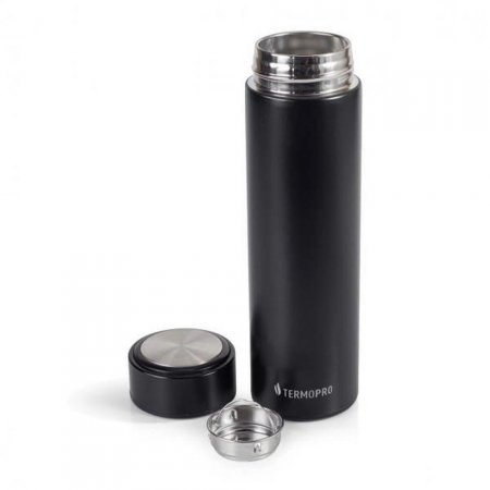 Garrafa Térmica de Inox com Infusor 450ml - Preto