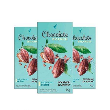 Kit 3 Chocolate Branco Zero Açúcar 30g Eleve Life