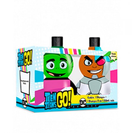 Kit Teen Titas Go - Com Shampoo 250ML + Shampoo 2 em 1 250ML + Cartela de Adesivos Teen Titans