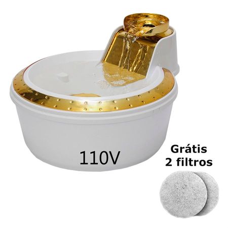 Fonte Bebedouro Petlon Premium 2L Branca e Dourado 110V Cães e Gatos