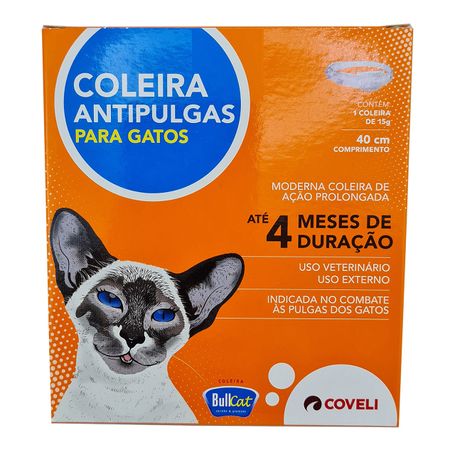 Coleira Bullcat Antipulgas e Carrapatos p/ Gatos 40cm Coveli