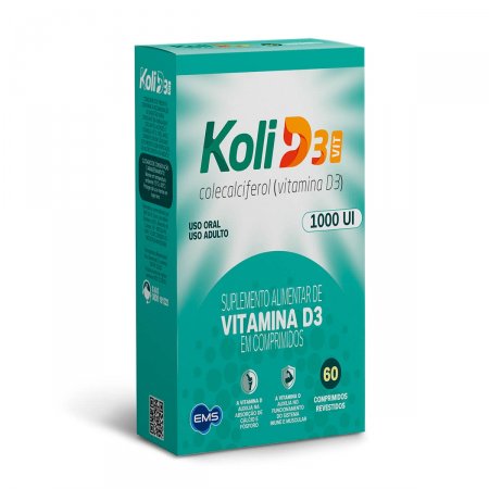 Suplemento de Vitamina D3 Koli D3 Vit 1.000UI com 60 comprimidos