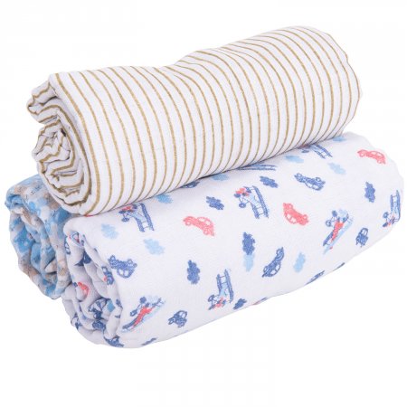 Kit Swaddle Estampado 3 unidades - Azul