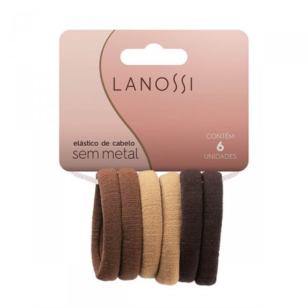 Conjunto de Elástico para Cabelo Lanossi Cappuccino com 6 unidades