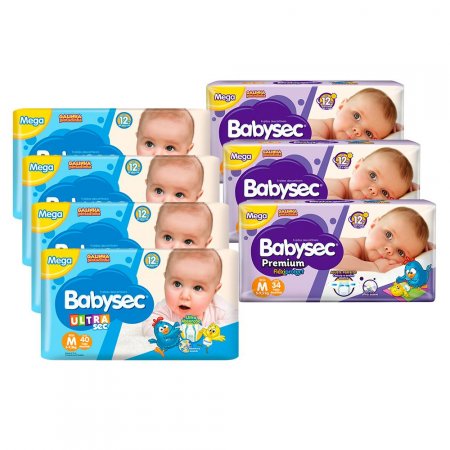 Kit 160 Fraldas Babysec Ultrasec M E 102 Premium M