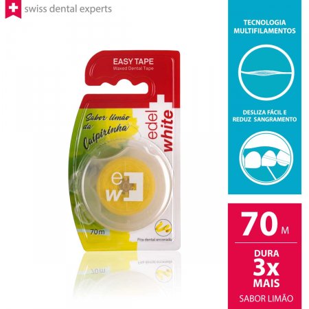 Fita Dental Edel White Encerada Easy Tape Limão 70 m