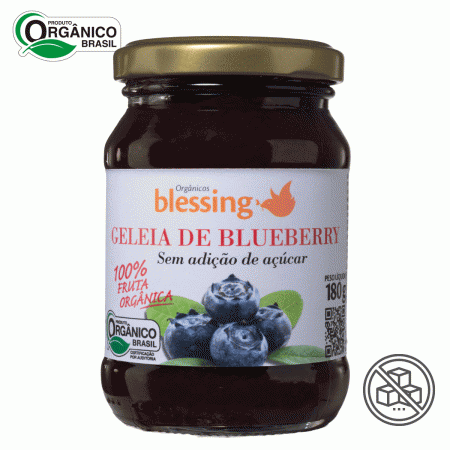 Geleia Blueberry Mirtilo Orgânica sem açúcar Blessing 180 gr