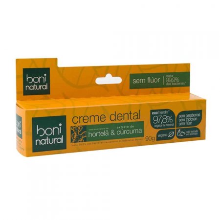Creme Dental Sem Flúor com Hortelã e Cúrcuma Boni Natural 90g