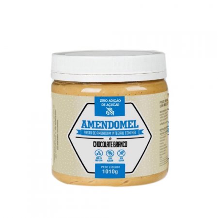 PASTA DE AMENDOIM 1KG - AMENDOMEL Sabor: Chocolate Branco Lisa