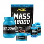MASS 18000 (3Kg) + WAXY MAIZE (800g) + CREA (100g) + BCAA (90 cápsulas) + VITPLEX (30 cápsulas) - Chocolate
