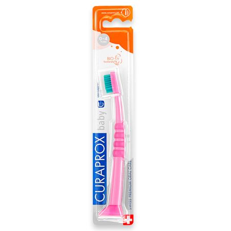 Escova Dental 4260 Baby 0-4 Cabo Rosa Com Cerdas Verde - CURAPROX