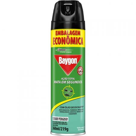 Inseticida Aerossol Baygon Ação Total com Óleo de Eucalipto 360ml Embalagem Econômica