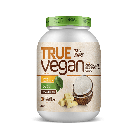 Proteína Vegana True Vegan - Chocolate Branco com Coco - 837g - True Source
