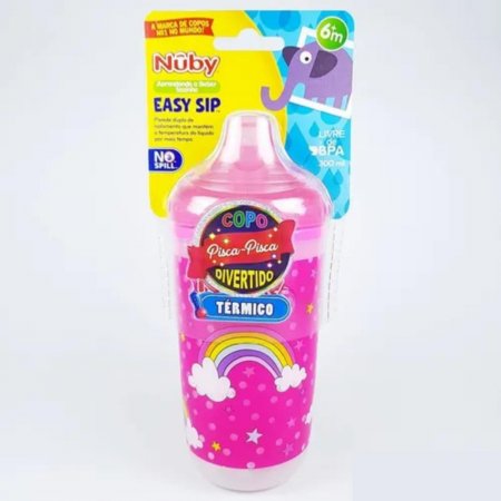 Copo Térmico Pisca-pisca Rosa Antivazamento 300ml Nuby