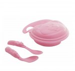 KIT PRATINHO ADOLETA BABY URSINHO COM COLHERES , COR : ROSA