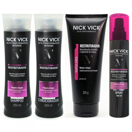 NICK VICK Reestruturador Shampoo Condicionador Mascara Spray