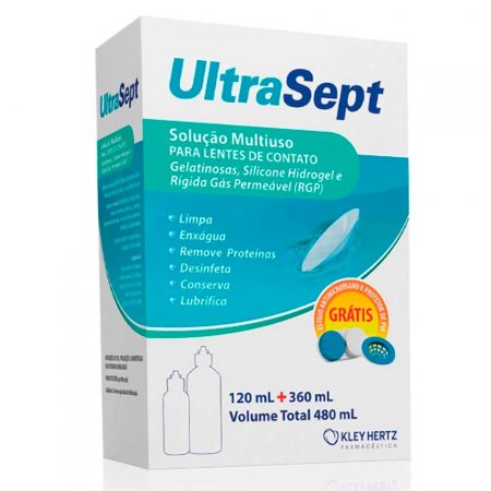 Solução para Lentes Ultrasept 480ml Grátis Estojo Kley Hertz