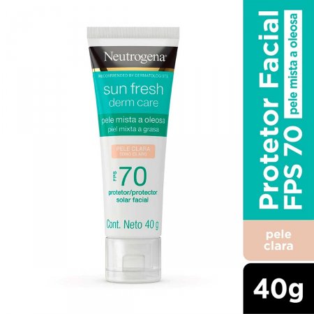 Protetor Solar Facial Neutrogena Sun Fresh Derm Care Pele Clara FPS70 com 40g