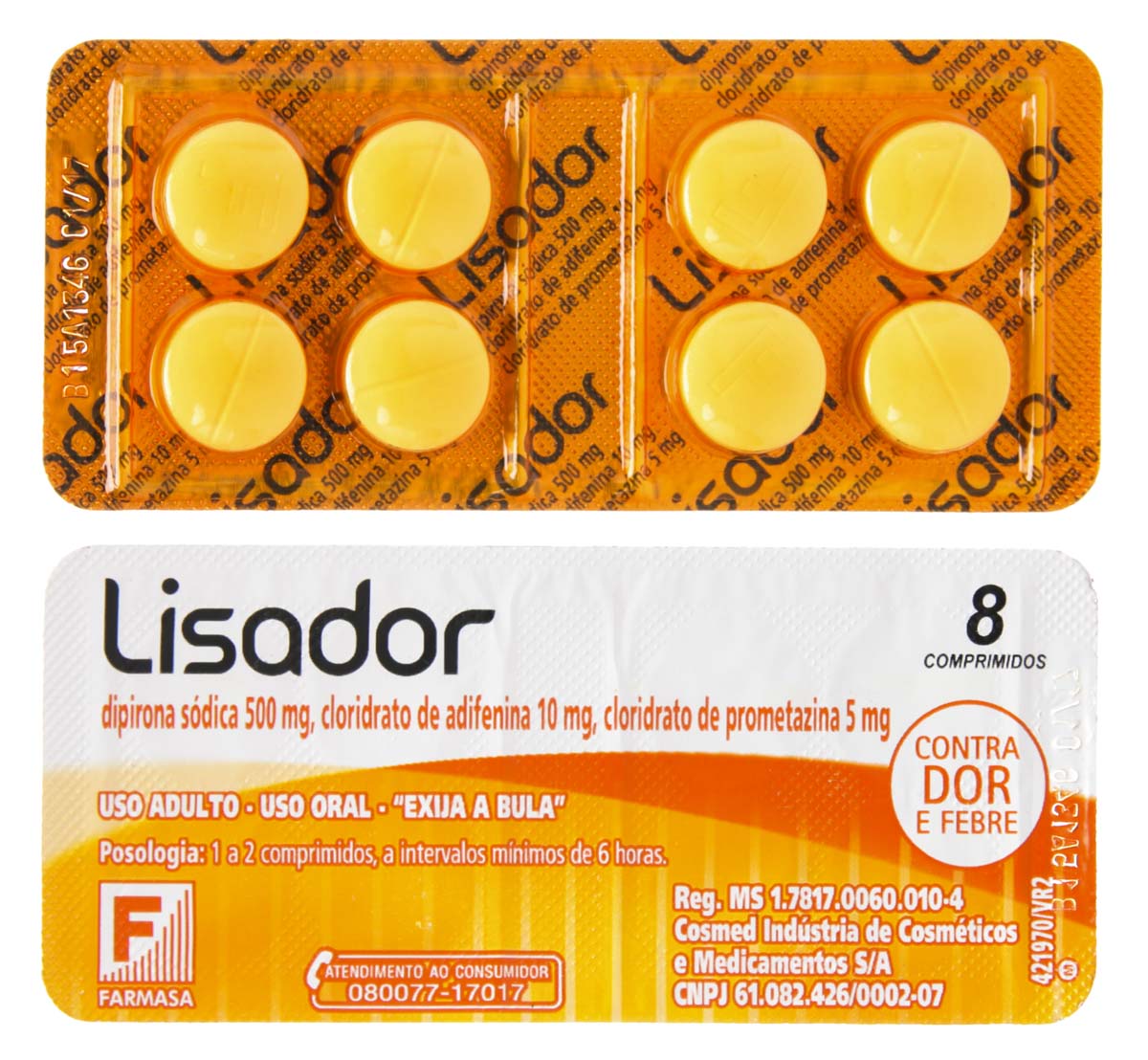 Lisador 500mg Mantecorp Farmasa 8 Comprimidos