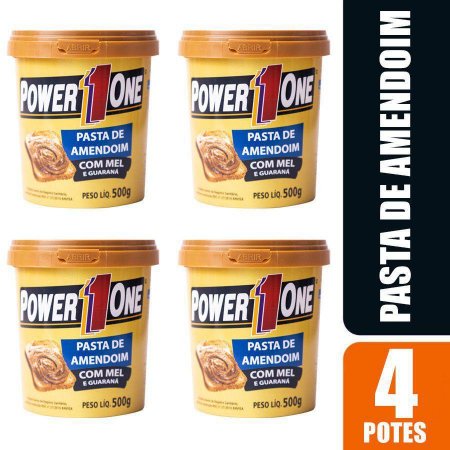 Kit 4 Pasta de Amendoim Mel e Guaraná 500g Power One