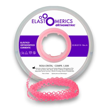 Elastômeros Corrente 1,5m Rosa Cristal - Orthometric Elastômeros Corrente 1,5m Médio Rosa Cristal - Orthometric