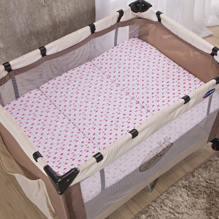 Colchonete Dobrável para Berço Portátil de Malha Bambi - Ursinhas