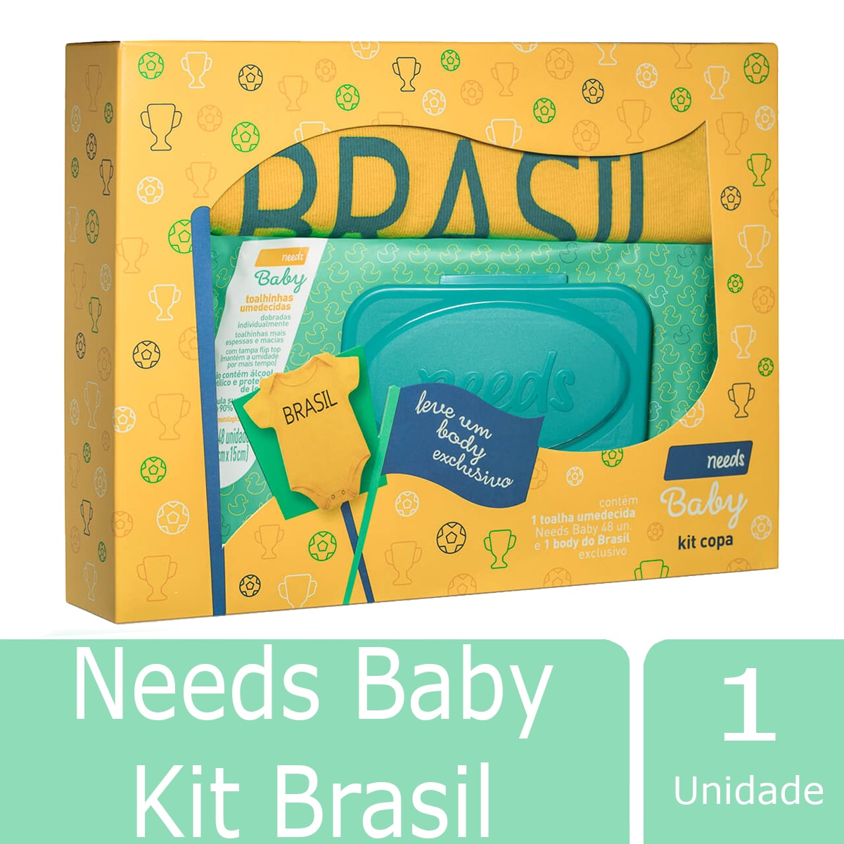 Kit Brasil Needs Baby Lenço Umedecido + Body