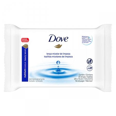 Lenço Micelar de Limpeza Facial Dove com 25 unidades