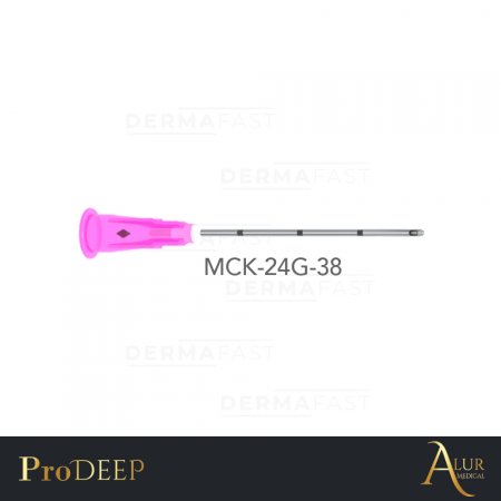 Microcânula metálica para procedimentos de preenchimento tamanho 24G 38mm - MCK-24G-38 - ProDEEP Cx25un - ALUR MEDICAL
