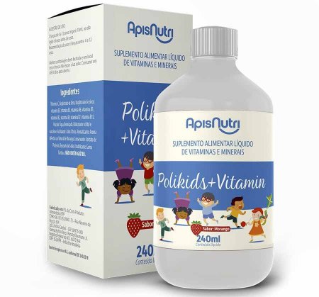 Polikids + vitamin 240ML morango - apisnutri