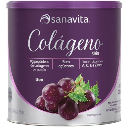 Colágeno Hidrolisado em pó Sanavita 300g Uva